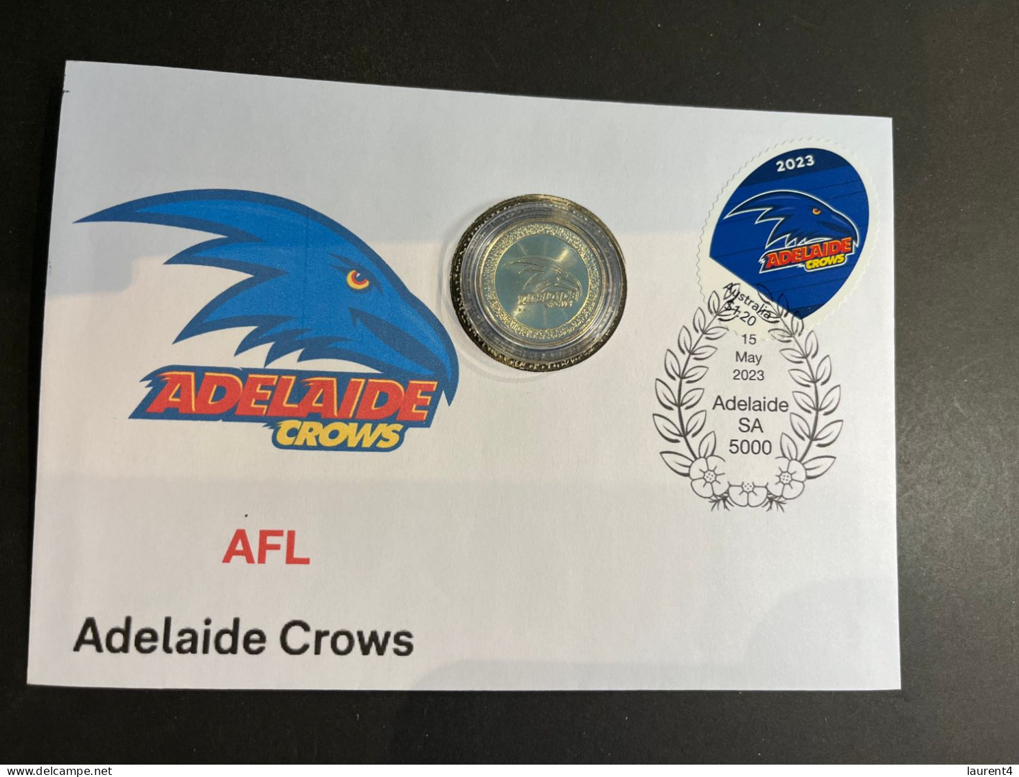 (coin Cover C - 5-5-2023) Australia AFL & AFLW (2023) $1.00 Coin (special Cover With AFL Matching Stamp) Adelaide Crows - Dollar