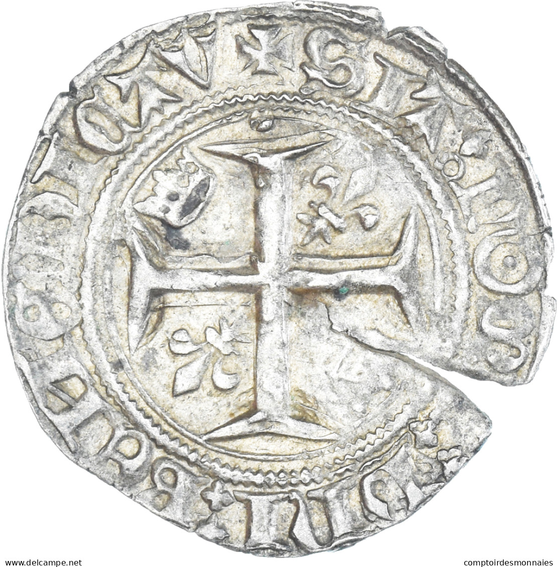 Monnaie, France, Charles VI, Blanc Guénar, 1417-1422, Sainte-Ménéhould, TTB+ - 1380-1422 Charles VI Le Fol