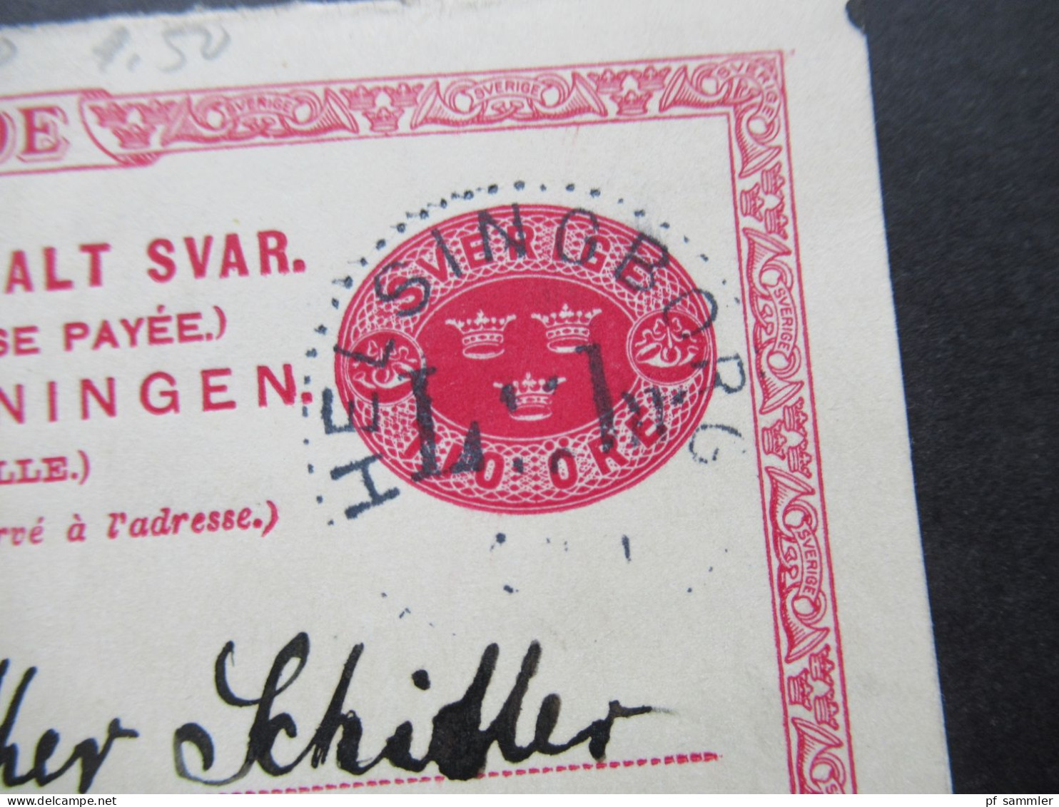 Schweden 1900 Ganzsache / Doppelkarte Tio Öre Frageteil Gestempelt Helsingborg - Braunschweig Weitergeleitet Nach Marne - Entiers Postaux