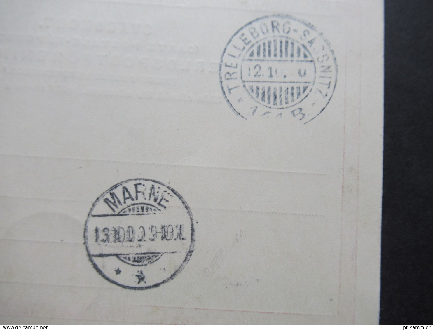 Schweden 1900 Ganzsache / Doppelkarte Tio Öre Frageteil gestempelt Helsingborg - Braunschweig weitergeleitet nach Marne
