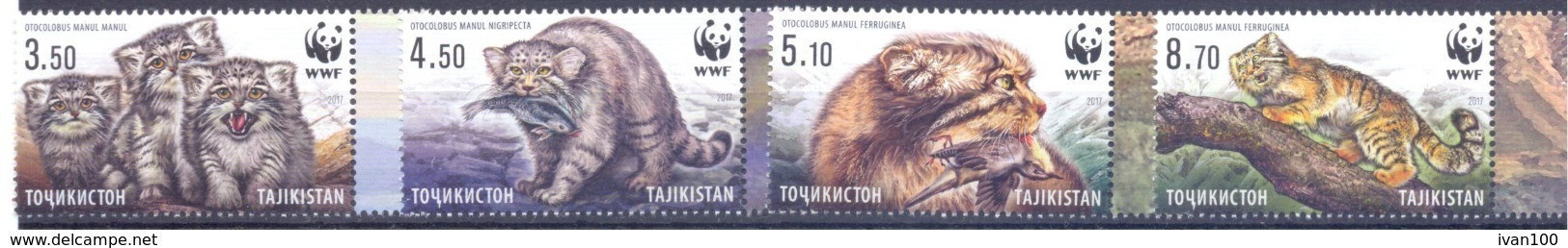 2017. Tajikistan, WWF, Wild Cat Manul, 4v Perforated, Mint/** - Tagikistan