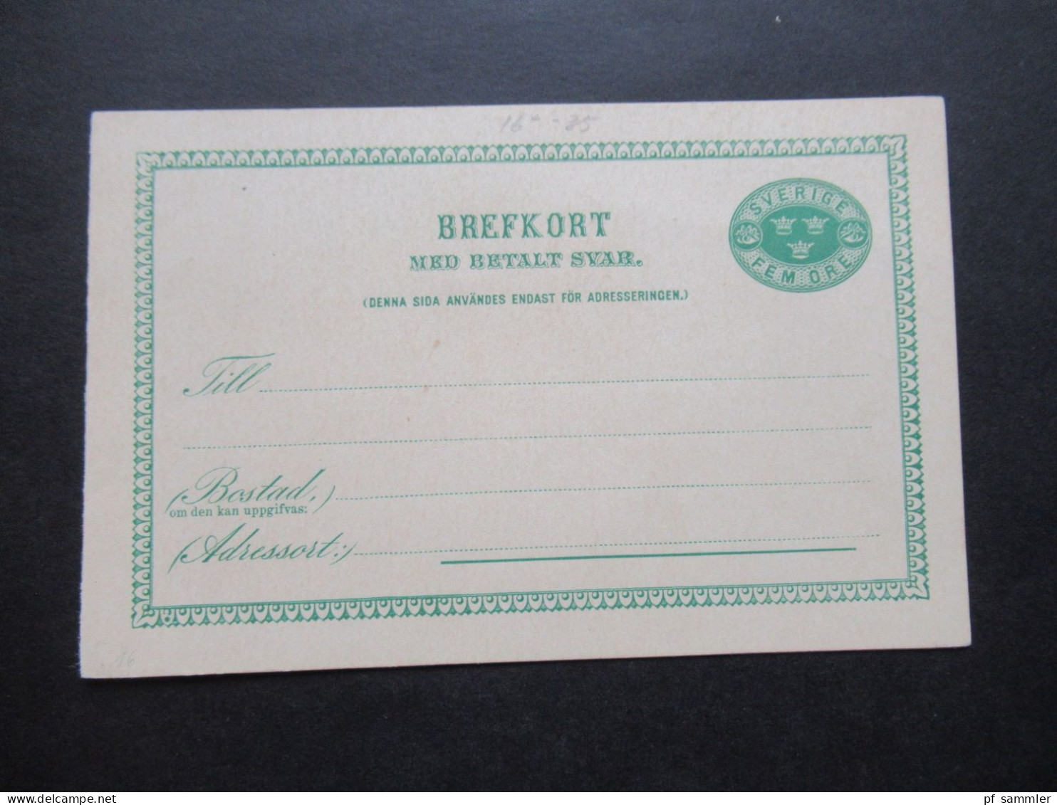 Schweden 1897 Ganzsache / Doppelkarte P 18 A Fem Öre Ungebraucht - Postal Stationery