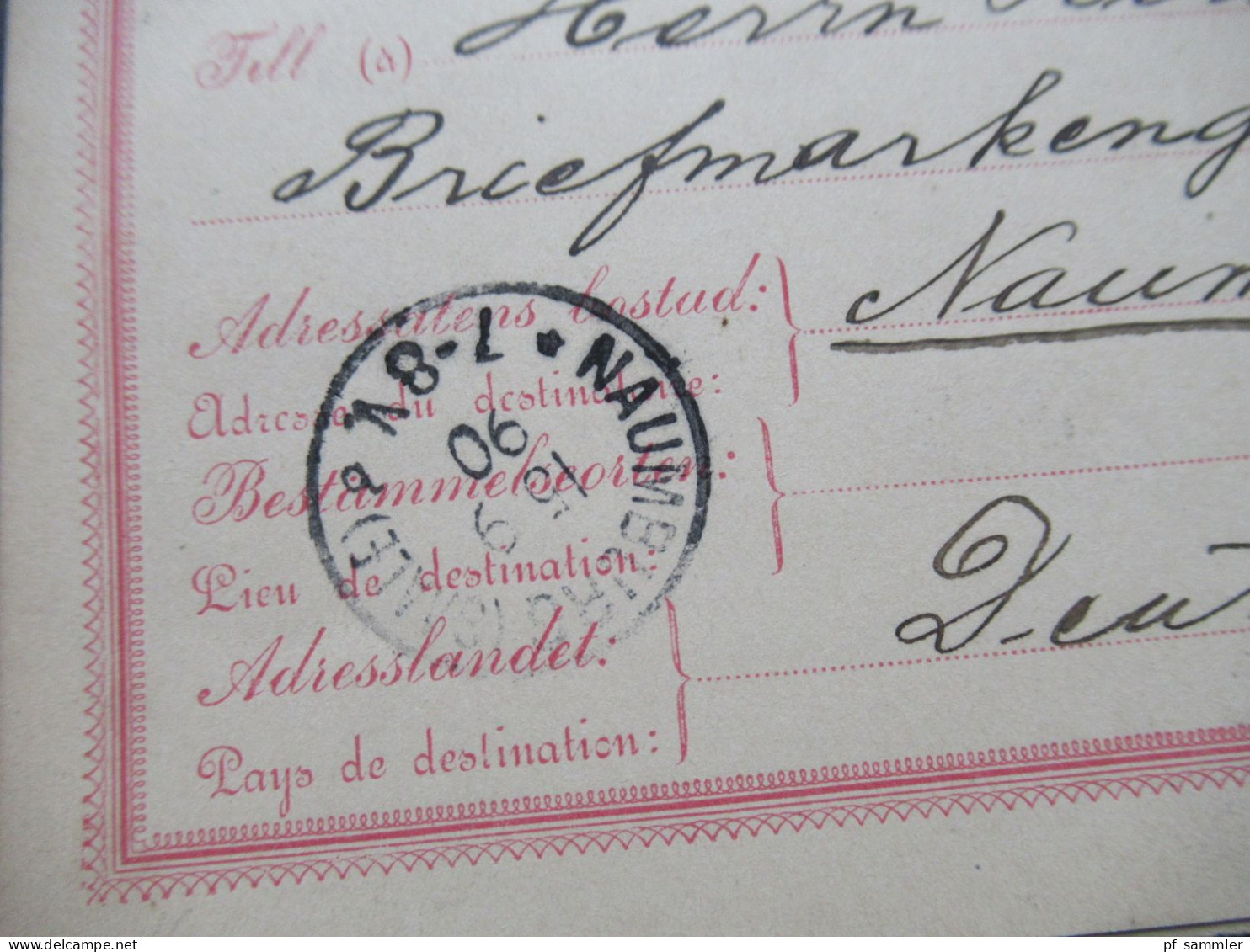 Schweden 1890 Ganzsache / Doppelkarte P 15 Tio Öre Auslandsverkehr Stockholm - Naumburg Mit Ank. Stempel K1 Naumburg - Entiers Postaux