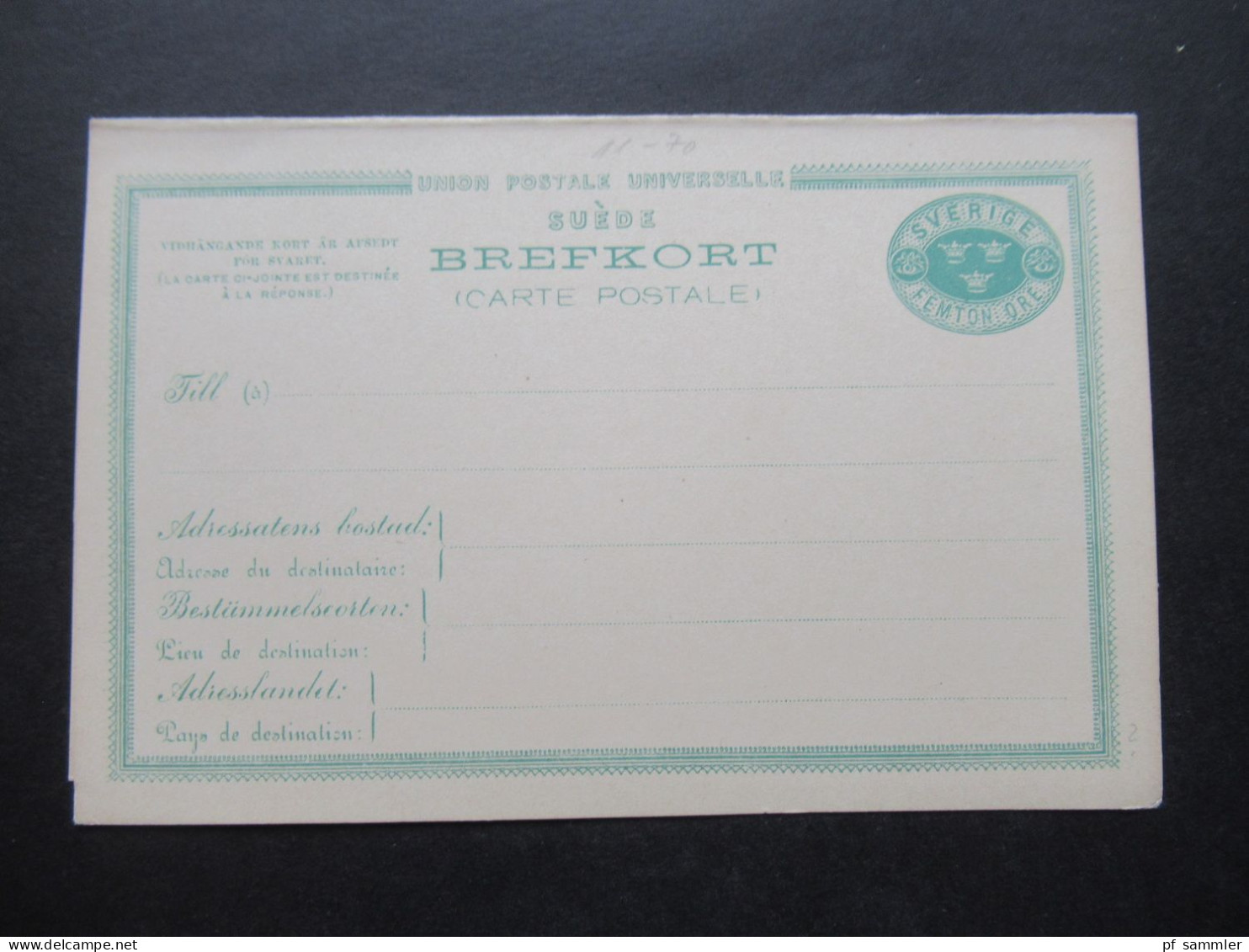 Schweden 1883 Ganzsache / Doppelkarte P 16 Femton Öre Auslandsverkehr Ungebrauchte PK - Postal Stationery