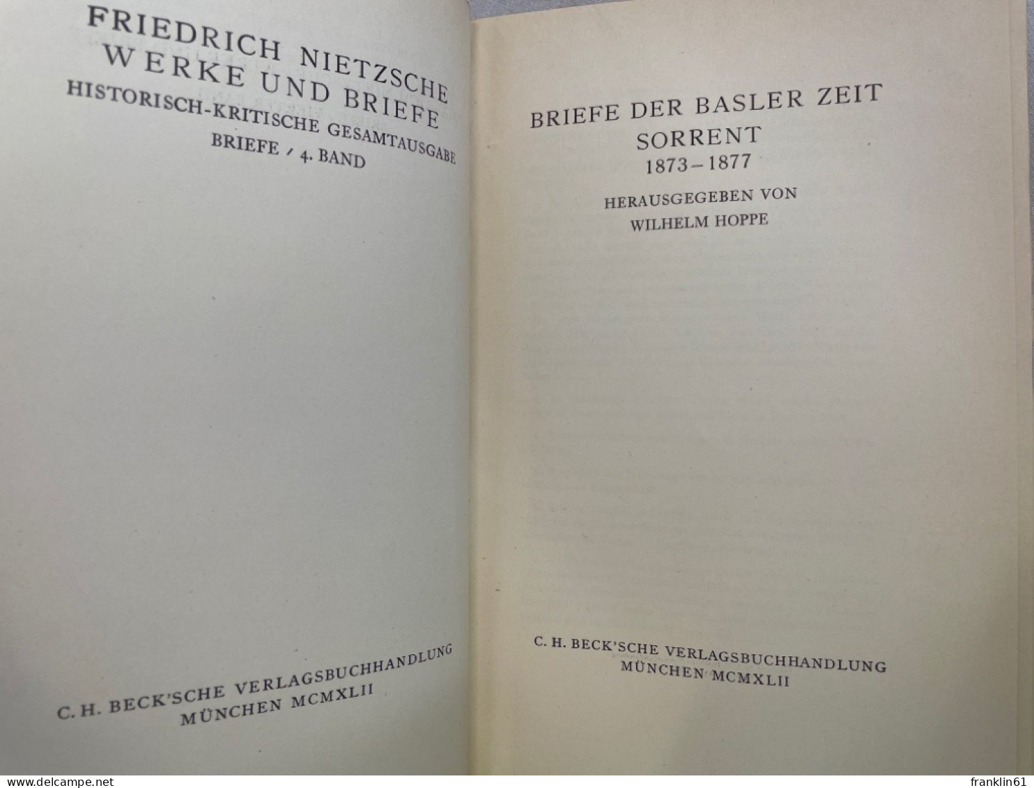 Briefe Der Basler Zeit Sorrent 1873-1877. - Filosofie