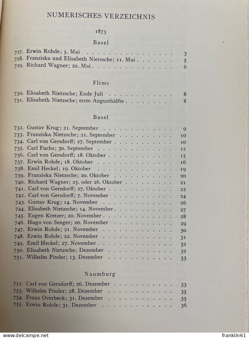 Briefe Der Basler Zeit Sorrent 1873-1877. - Filosofía