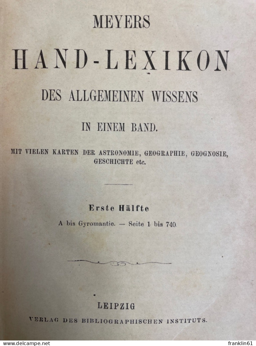 Meyers Hand-Lexikon Des Allgemeinen Wissens In Einem Band. Band 1. Und 2.Band. - Lexicons