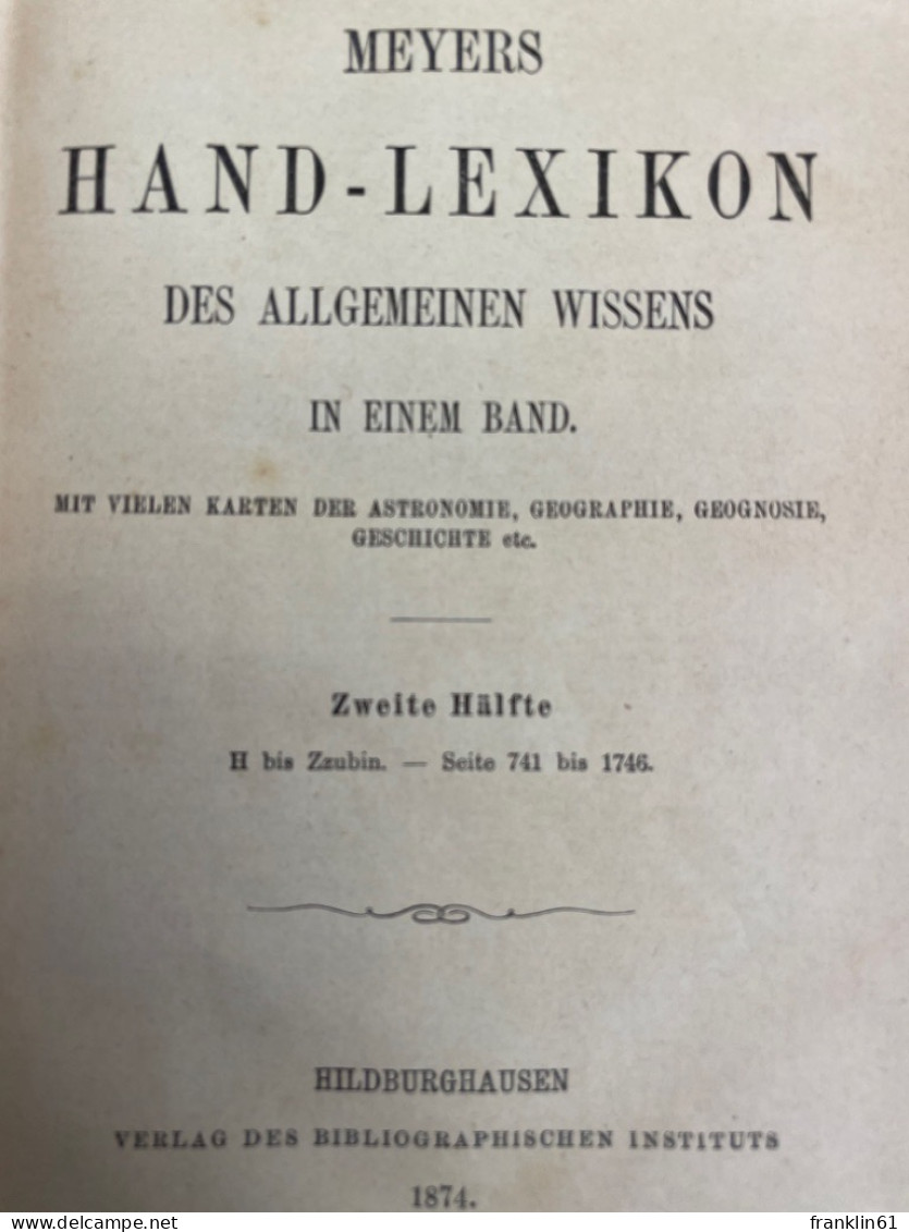 Meyers Hand-Lexikon des allgemeinen Wissens in einem Band. Band 1. und 2.Band.