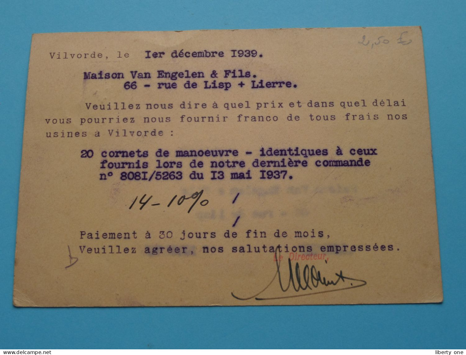 Alfred COUSIN Ateliers & Fonderie > VILVORDE ( Gele Briefkaart ) 1939 > Lierre ( Zie / Voir SCANS ) ! - Vilvoorde