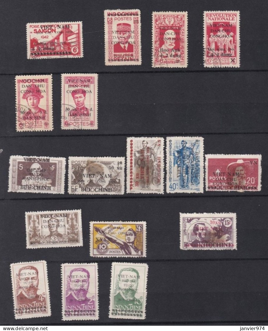 17 Timbres Indochine Surchargés Vietnam, Scan Recto Verso - Used Stamps