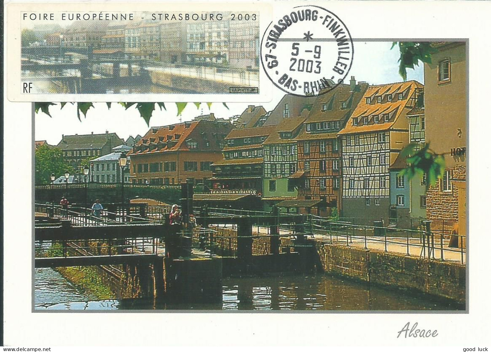 FRANCE VIGNETTE LISA FOIRE EUROPEENNE 2003 SUR CARTE DE STRASBOURG  LETTRE COVER - 1999-2009 Illustrated Franking Labels