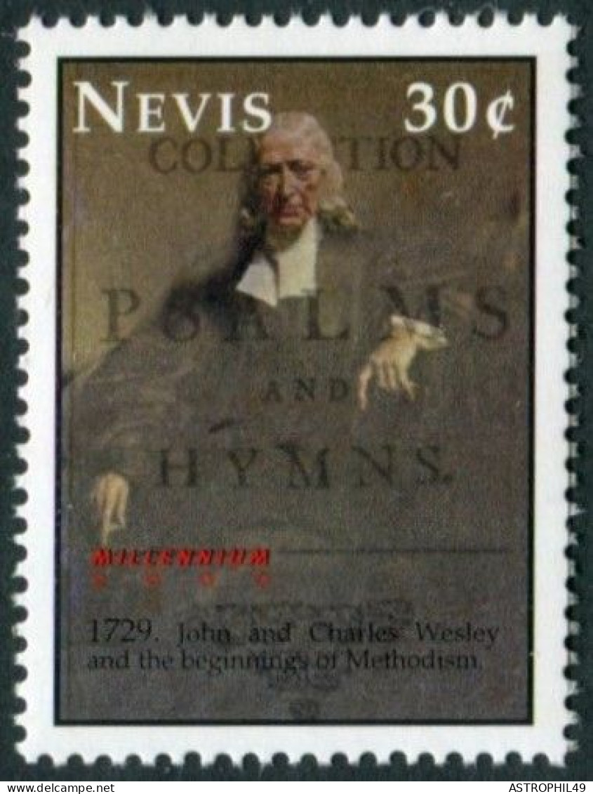 Nevis 2000; 1729, J Westley, Thélogien, évangélisateur; Yt1317 S1304-20fllet - Theologians