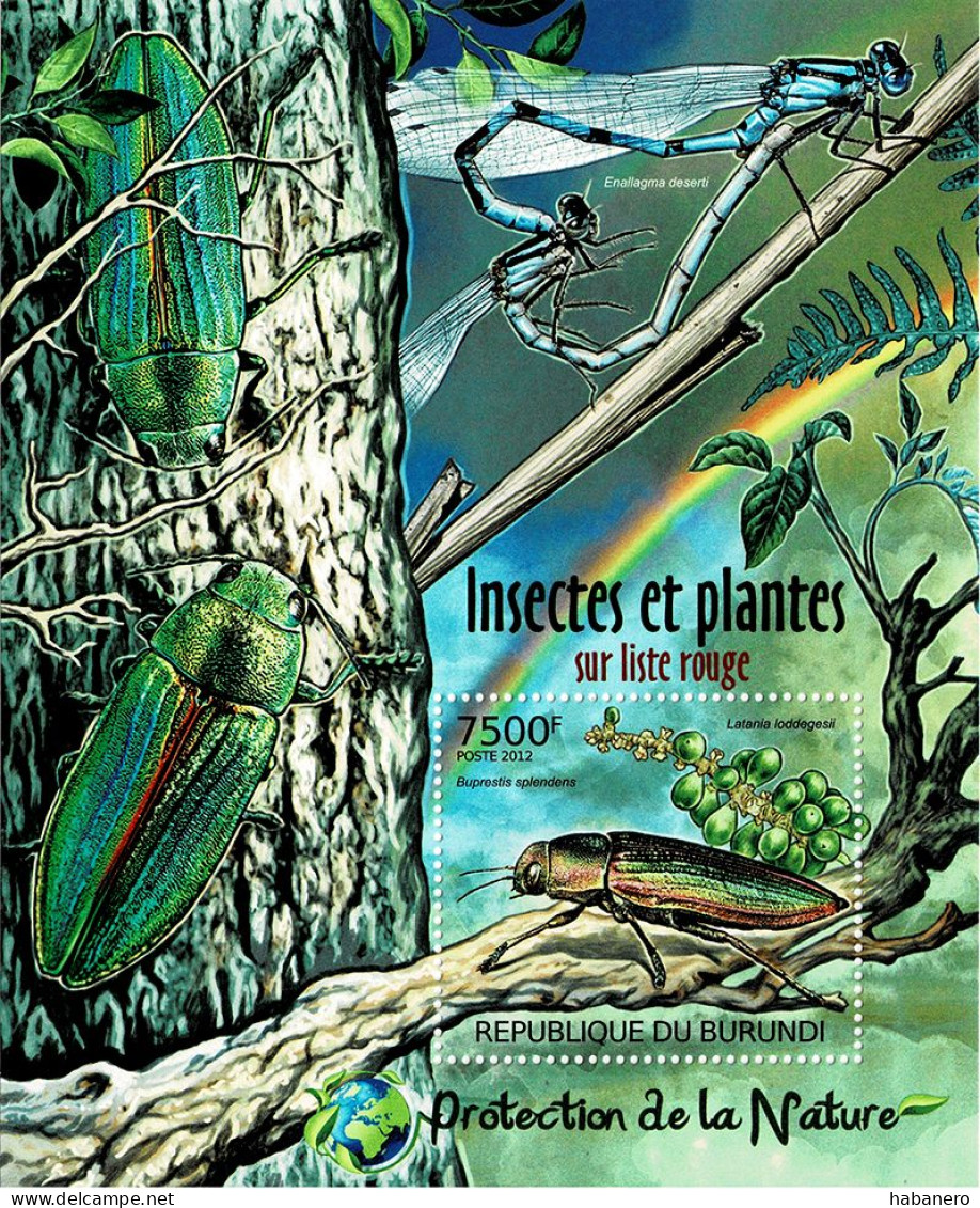 BURUNDI 2012 Mi BL 231A RED LISTED INSECTS MINT MINIATURE SHEET ** - Blocs-feuillets