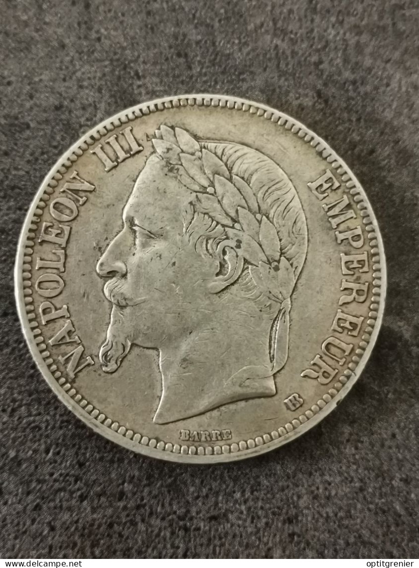 5 FRANCS ARGENT 1867 BB STRASBOURG NAPOLEON III TETE LAUREE / FRANCE SILVER - 5 Francs