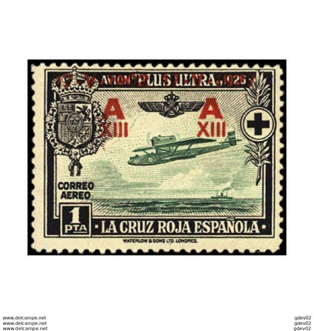 ES371SASF-L4362PC-TRSPAEREO.España. Spain   Espagne.CRUZ ROJA ESPAÑOLA AEREA.SOBRECARGADA1926 (Ed 371**). S/C - Altri & Non Classificati