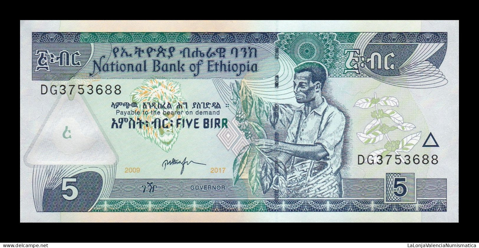 Etiopía Ethiopia 5 Birr 2017 Pick 47h Sc Unc - Ethiopie