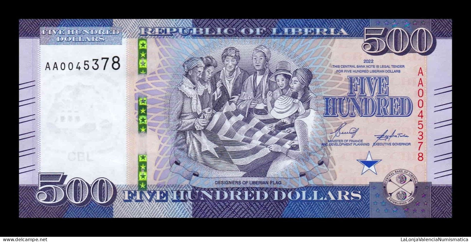 Liberia 500 Dollars 2022 Pick 42 Sc Unc - Liberia