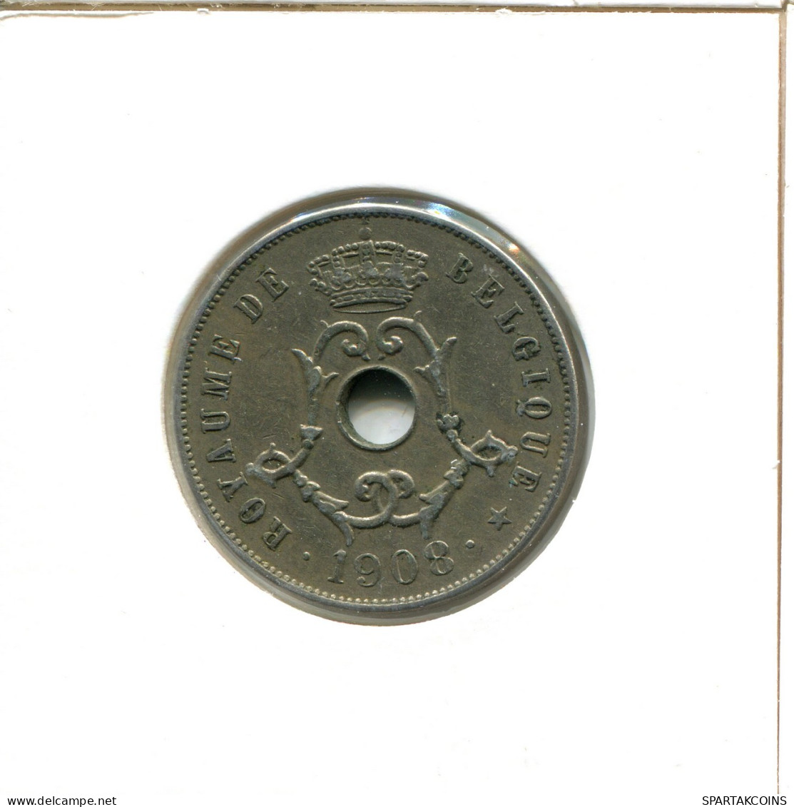 25 CENTIMES 1908 BÉLGICA BELGIUM Moneda FRENCH Text #AX403.E - 25 Cents
