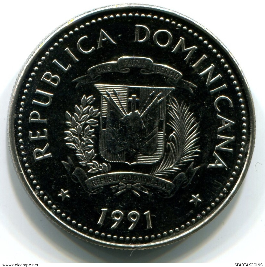 25 CENTAVOS 1991 REPÚBLICA DOMINICANA REPUBLICA DOMINICANA UNC Moneda #W11112.E - Dominicaine