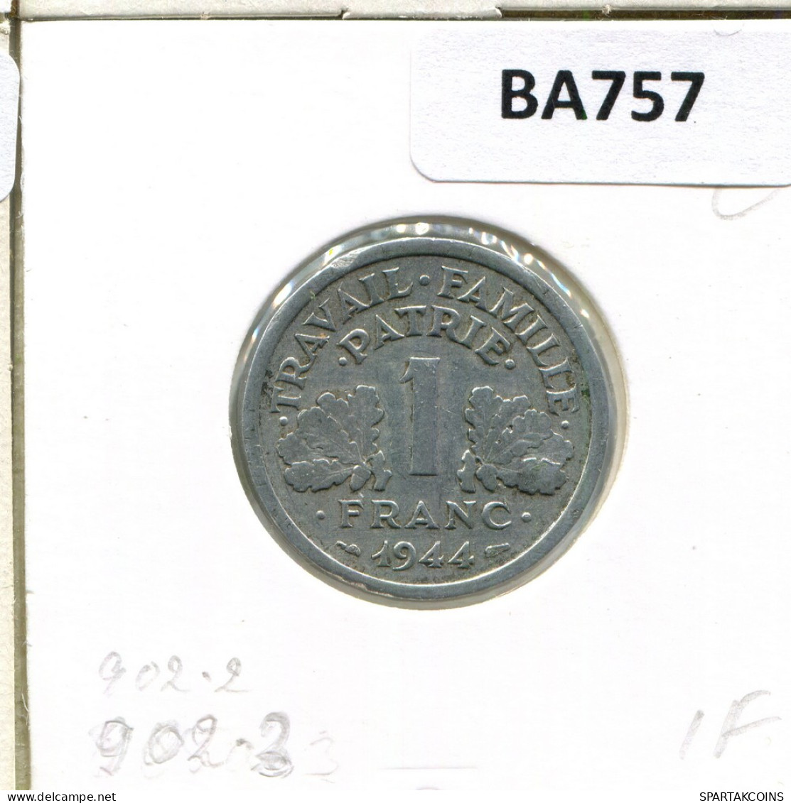 1 FRANC 1944 C FRANCIA FRANCE Moneda #BA757.E - 1 Franc