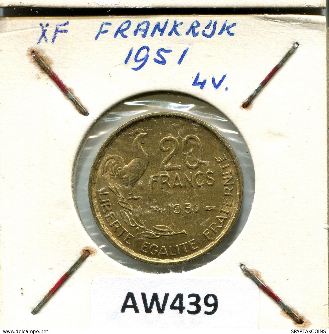 20 FRANCS 1951 FRANCIA FRANCE Moneda #AW439.E - 20 Francs