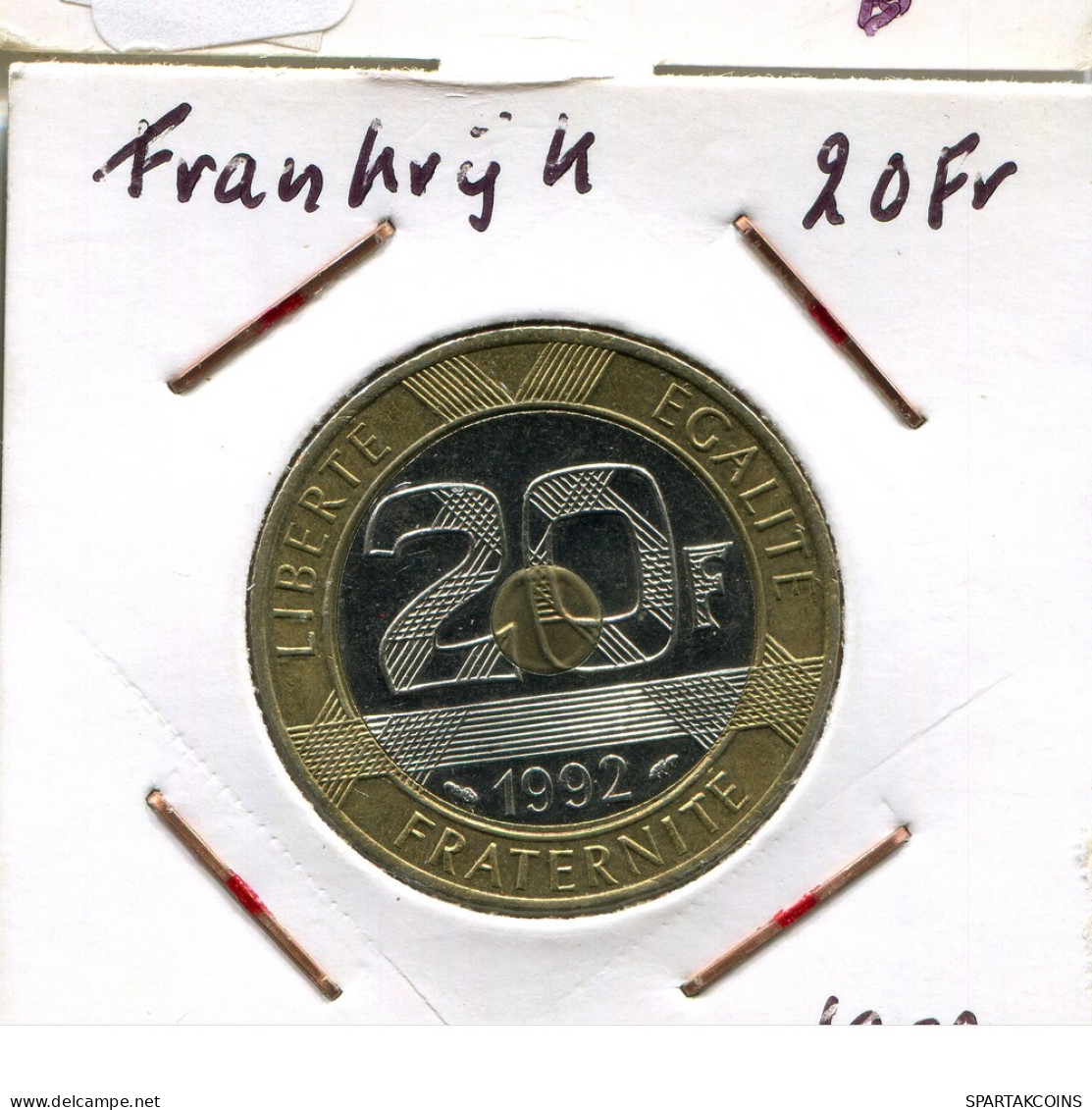 20 FRANCS 1992 FRANCIA FRANCE Trimetallic Moneda #AM687.E - 20 Francs