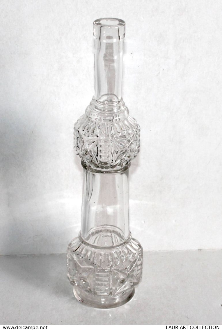 JOLIE ANCIENNE CARAFE BOUTEILLE EN VERRE MOULÉ, MOTIF EN RELIEF - VINTAGE H:26cm / ART DE LA TABLE (2501.4) - Caraffe