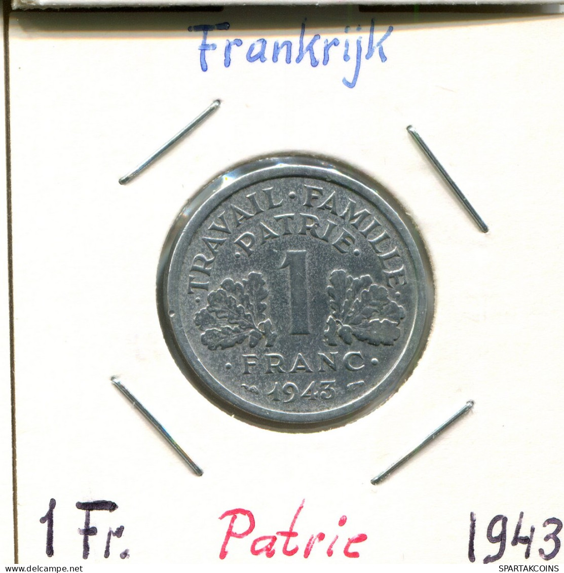 1 FRANC 1943 FRANCE Pièce Française #AM283.F - 1 Franc