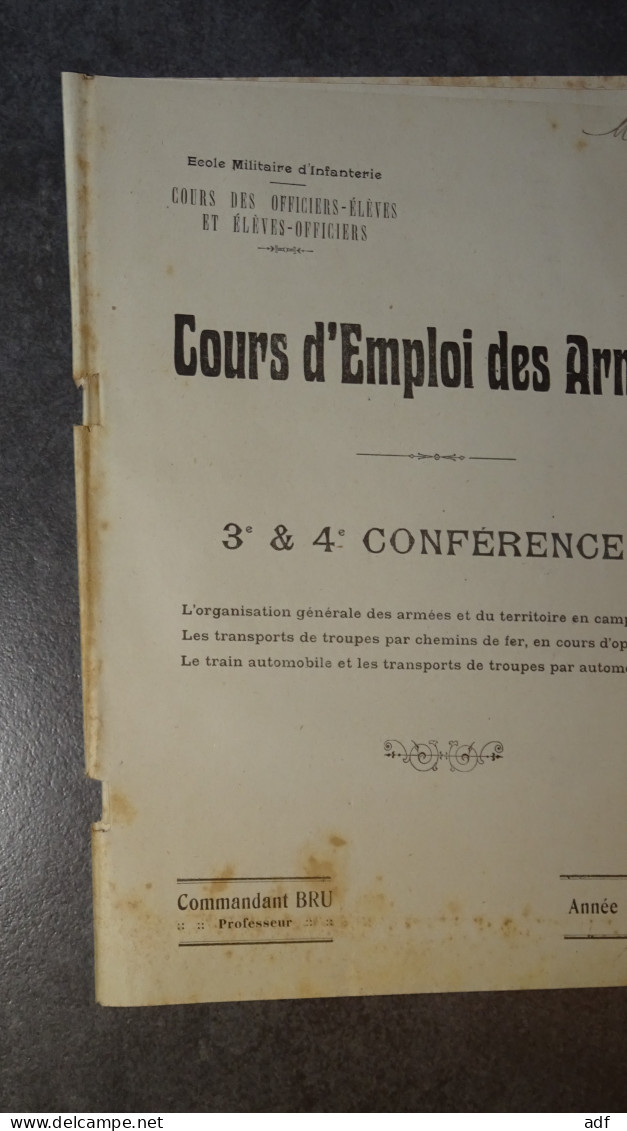 10 ANCIENS LIVRETS COURS EMPLOI DES ARMES DU COMMANDANT BRU, CHARS DE COMBAT, AERONAUTIQUE, CAVALERIE, MILITARIA, GUERRE - Other & Unclassified