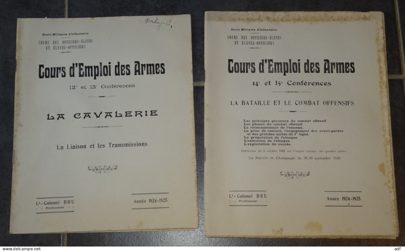 10 ANCIENS LIVRETS COURS EMPLOI DES ARMES DU COMMANDANT BRU, CHARS DE COMBAT, AERONAUTIQUE, CAVALERIE, MILITARIA, GUERRE - Autres & Non Classés