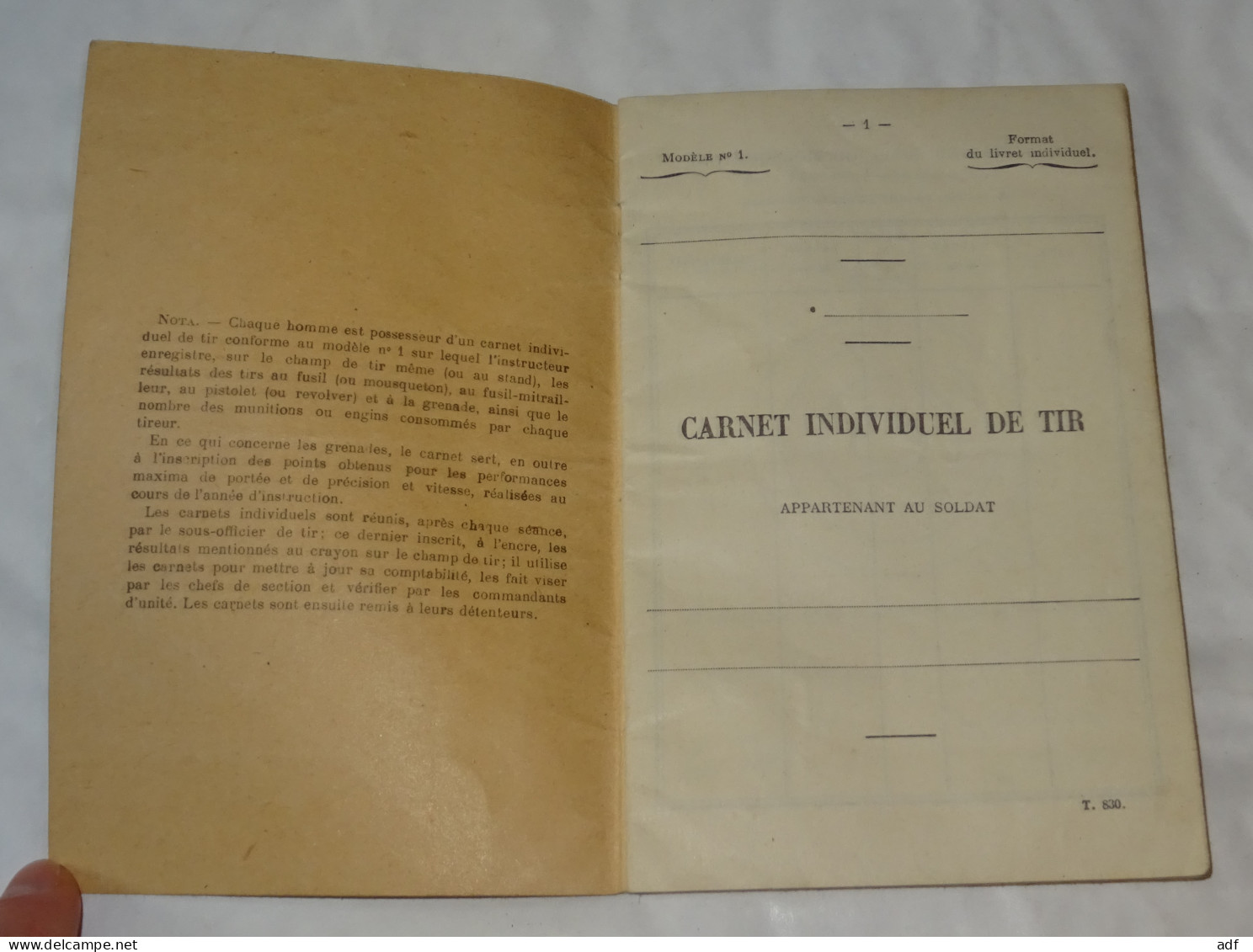 ANCIEN CARNET INDIVIDUEL DE TIR, SOLDAT, MILITAIRE, MILITARIA - Altri & Non Classificati