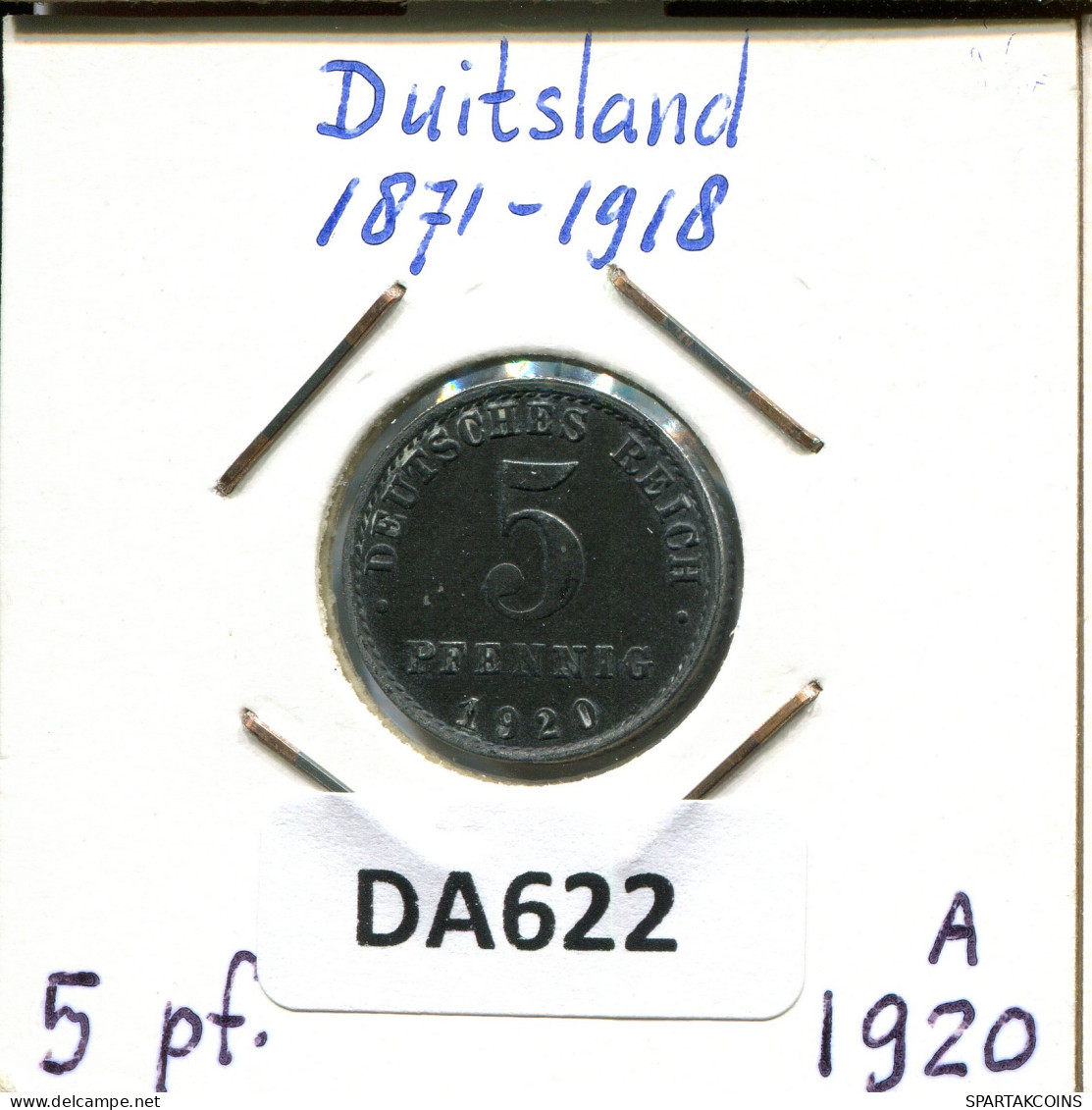 5 PFENNIG 1920 A GERMANY Coin #DA622.2.U - 5 Rentenpfennig & 5 Reichspfennig