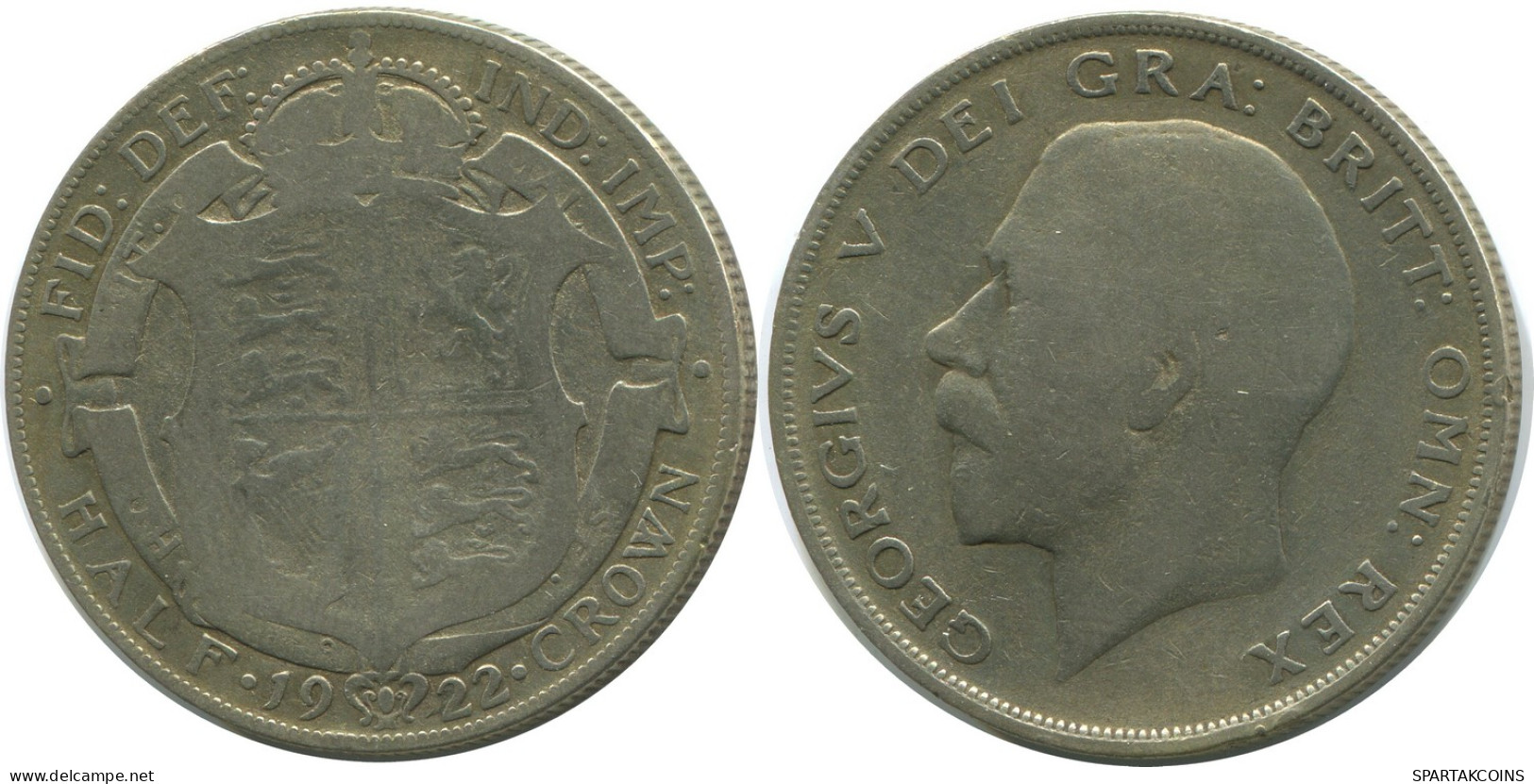 HALF CROWN 1922 UK GREAT BRITAIN Coin #AH009.1.U - K. 1/2 Crown