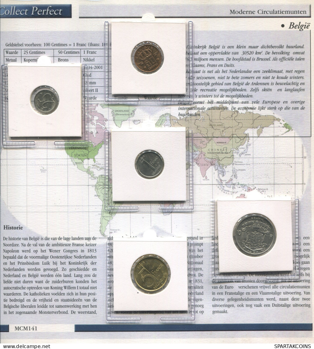 BELGIUM 1956-2001 Coin SET 25. 50 CENTIMES. 1. 5. 10 FRANCS UNC #SET1198.5.U - Andere & Zonder Classificatie