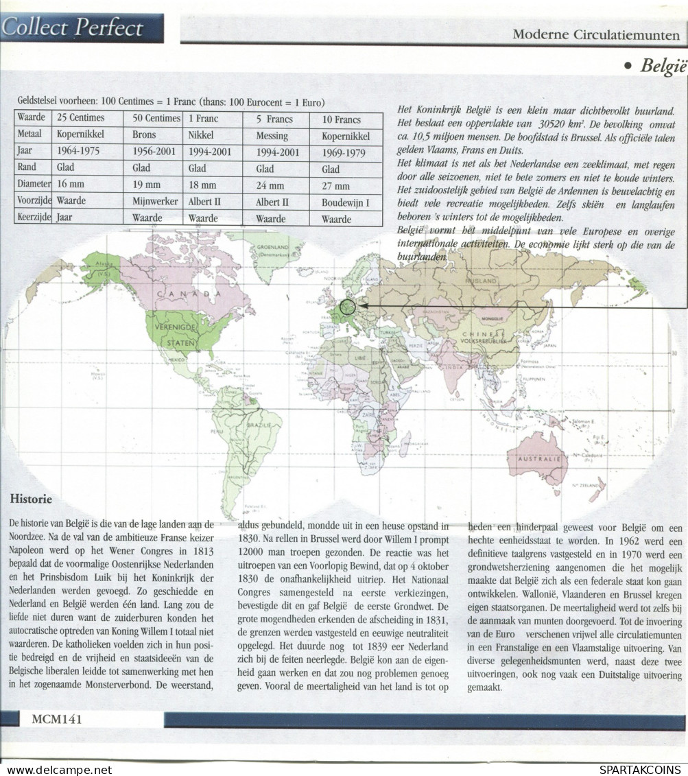 BELGIUM 1956-2001 Coin SET 25. 50 CENTIMES. 1. 5. 10 FRANCS UNC #SET1198.5.U - Otros & Sin Clasificación