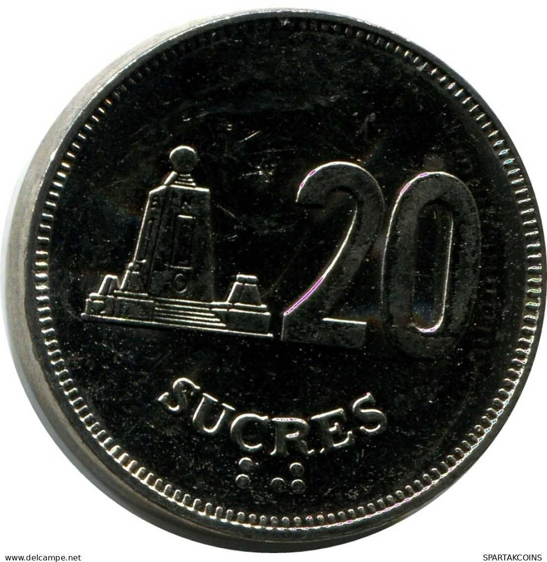 20 SUCRE 1991 ECUADOR UNC Coin #M10183.U - Equateur