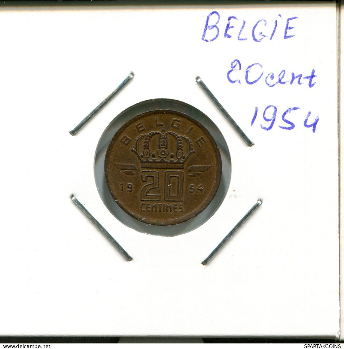 20 CENTIMES 1954 BELGIEN BELGIUM Münze #AR288.D - 25 Centimes