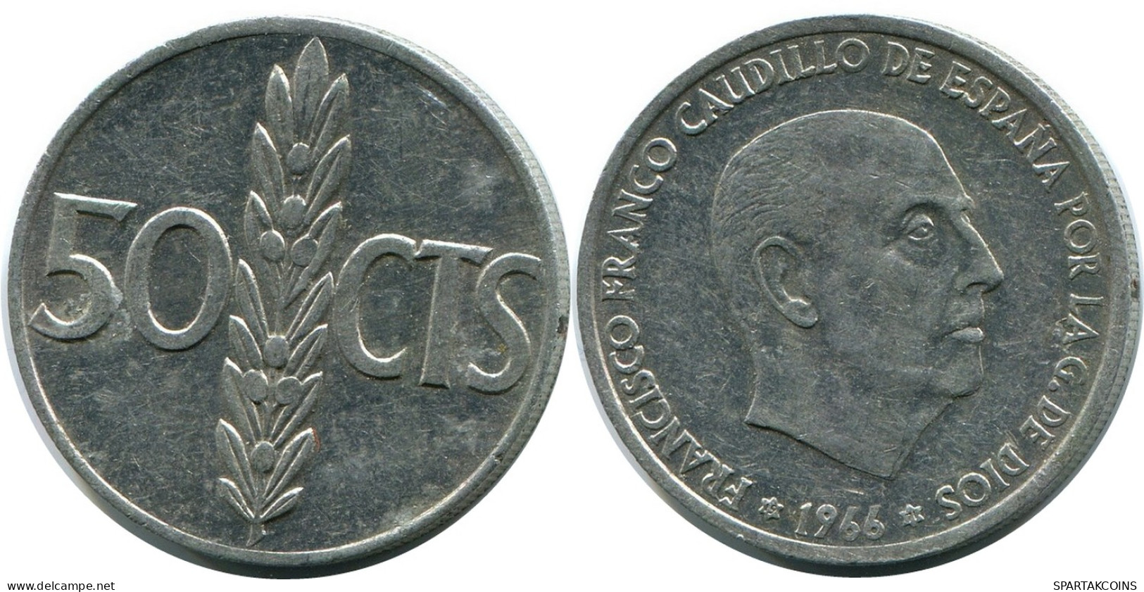 50 CENTIMOS 1966 SPANIEN SPAIN Münze #AR162.D - 50 Centiem