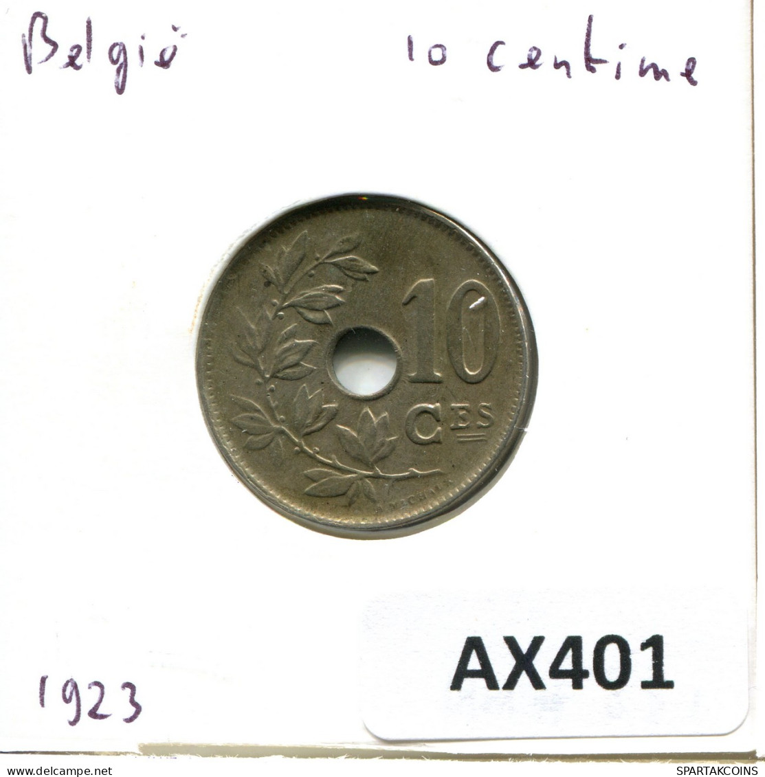 10 CENTIMES 1923 BELGIEN BELGIUM Münze DUTCH Text #AX401.D - 10 Cent