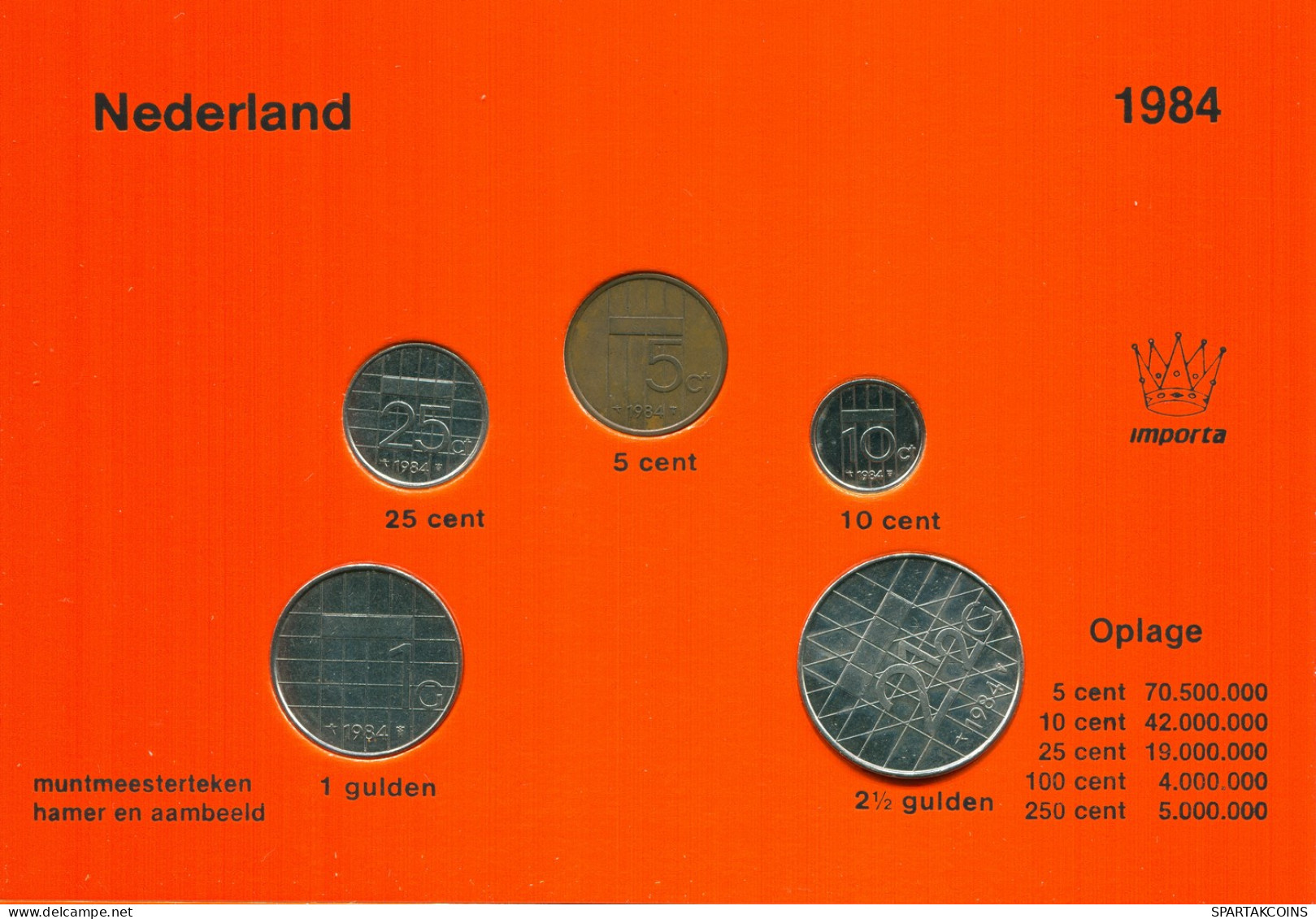 NIEDERLANDE NETHERLANDS 1984 MINT SET 5 Münze #SET1021.7.D - Jahressets & Polierte Platten