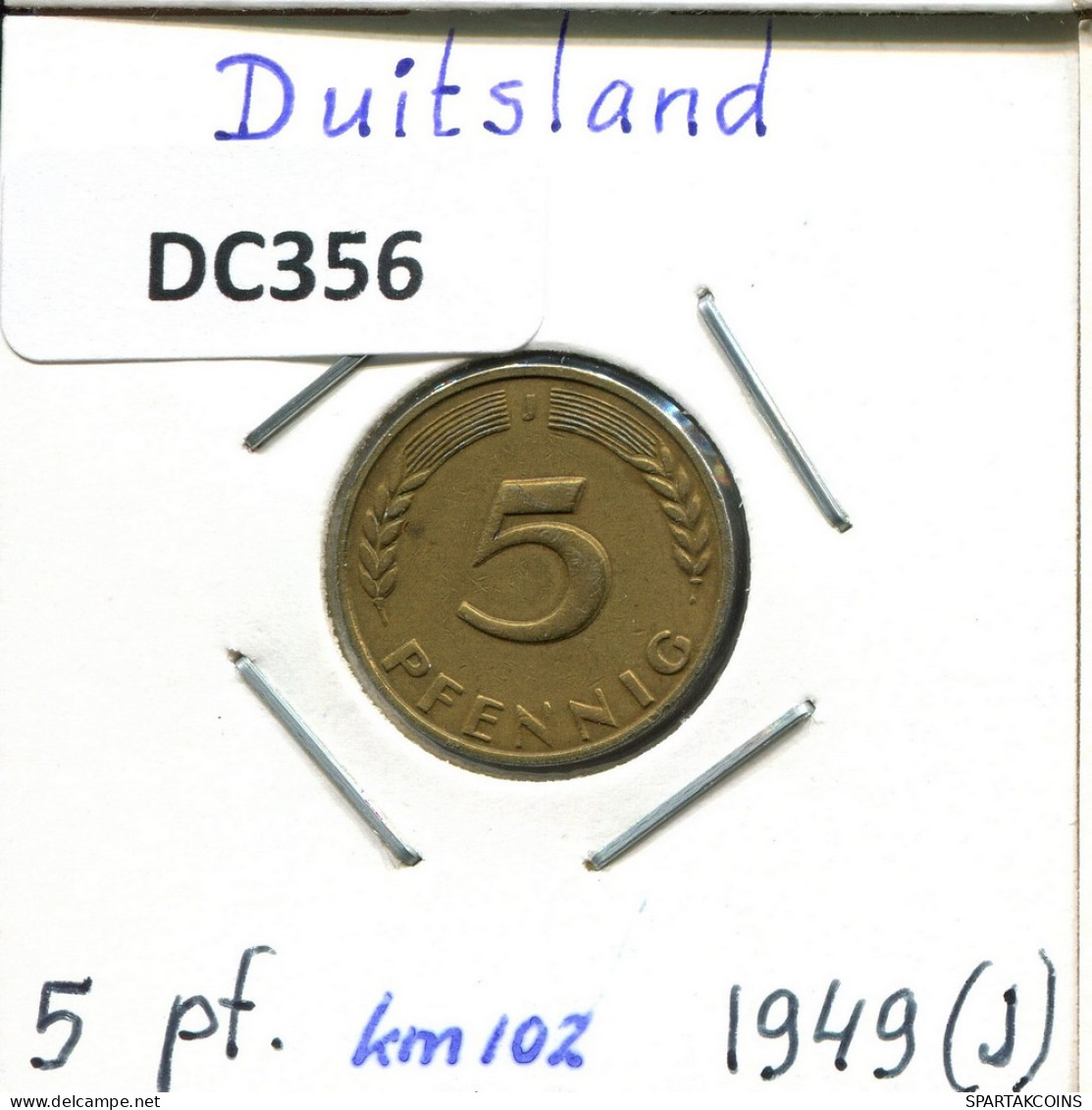 5 PFENNIG 1949 J BRD DEUTSCHLAND Münze GERMANY #DC356.D - 5 Pfennig