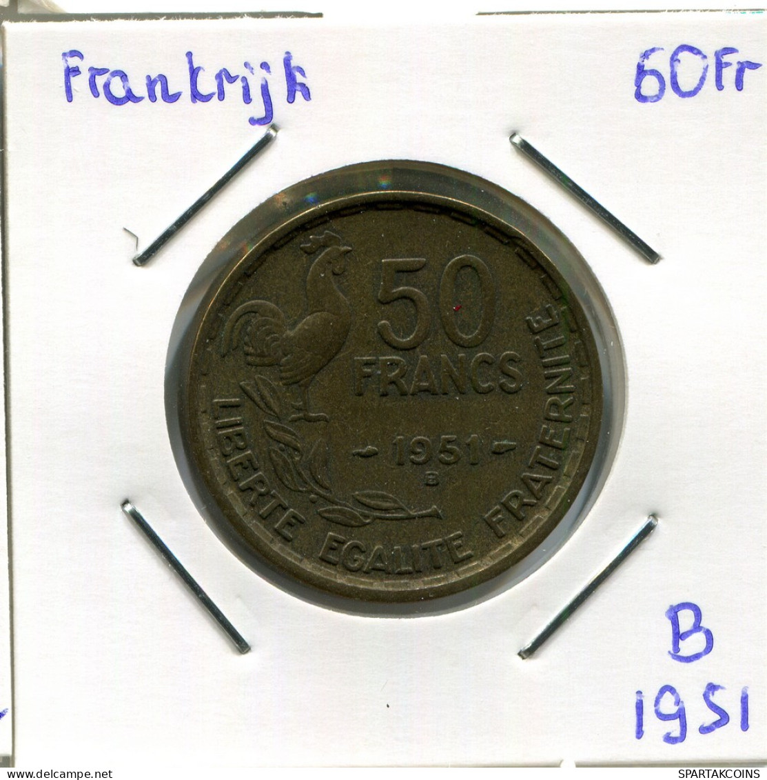 50 FRANCS 1951 B FRANKREICH FRANCE Französisch Münze #AM689.D - 50 Francs