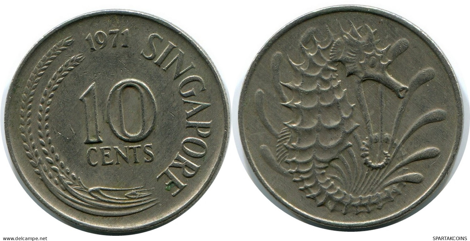 10 CENTS 1971 SINGAPUR SINGAPORE Münze #AR171.D - Singapour