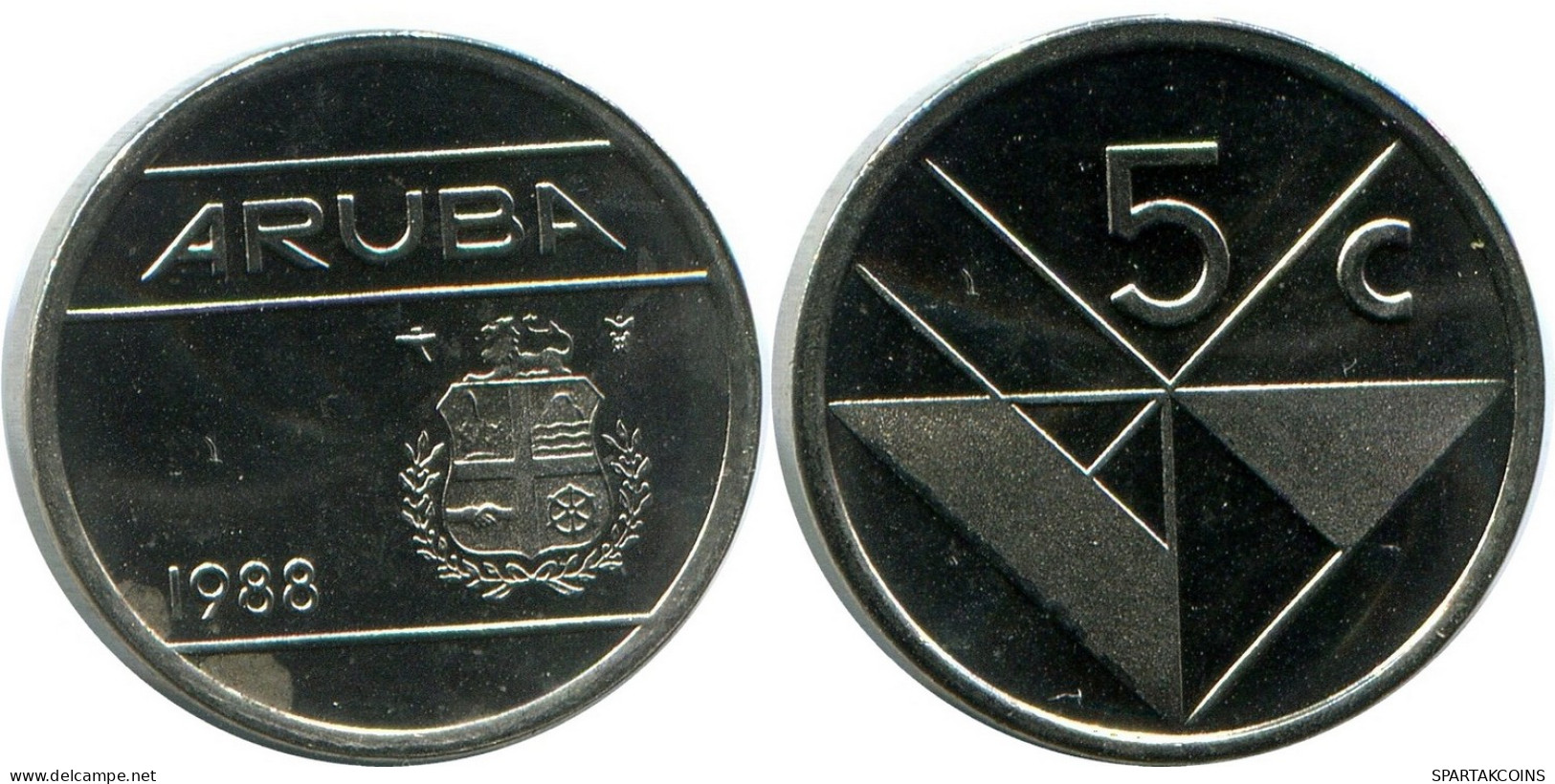 5 CENTS 1988 ARUBA Münze (From BU Mint Set) #AH109.D - Aruba