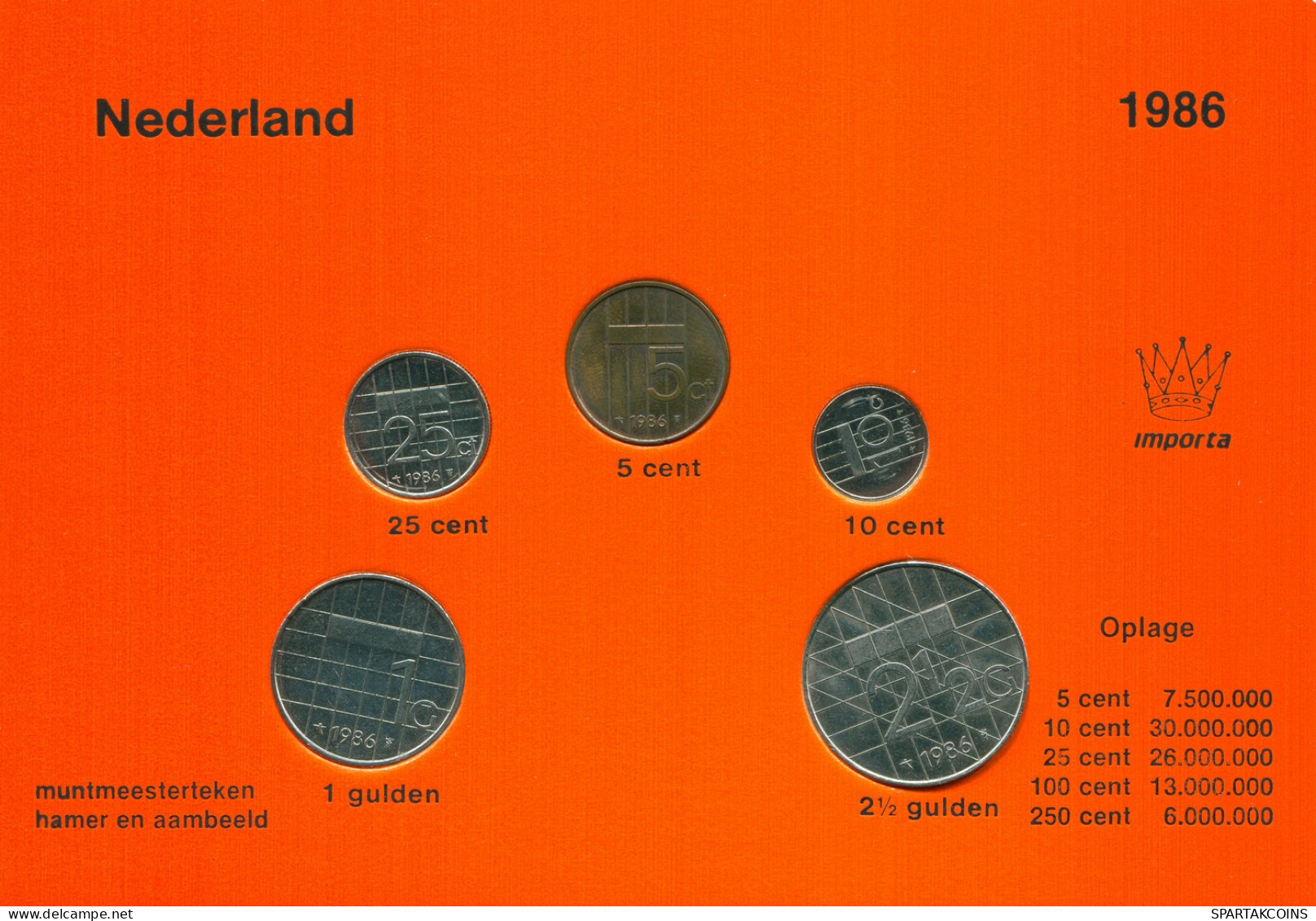 NIEDERLANDE NETHERLANDS 1986 MINT SET 5 Münze #SET1023.7.D - [Sets Sin Usar &  Sets De Prueba