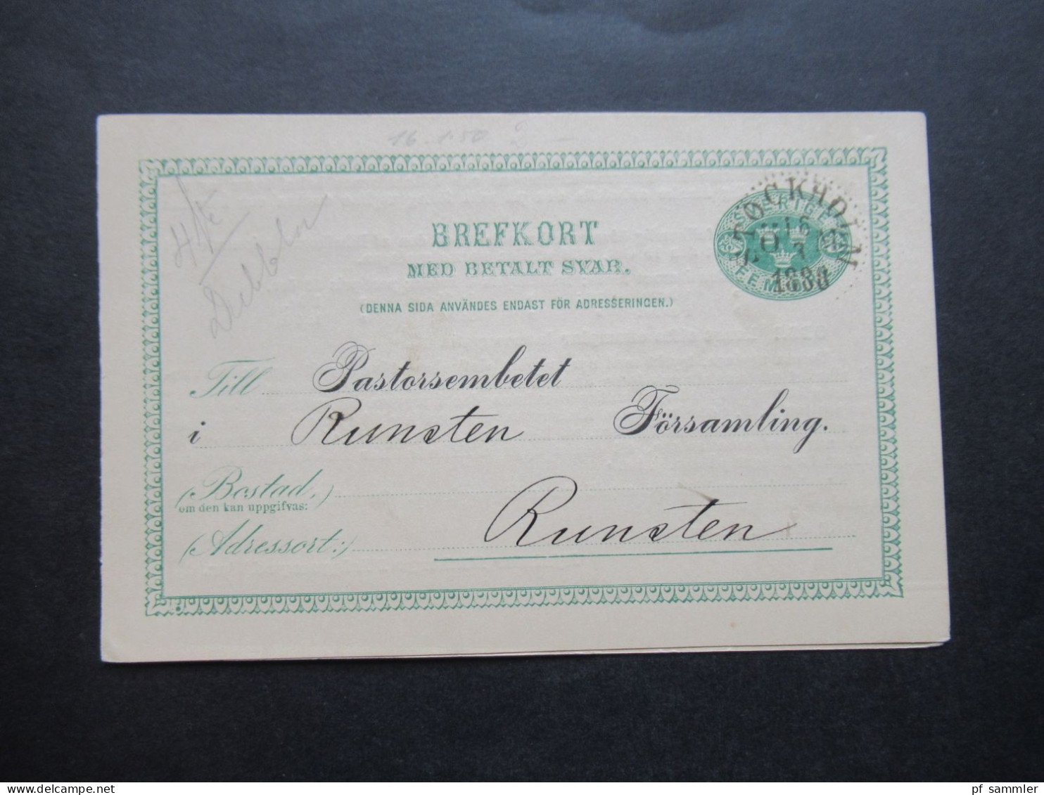 Schweden 1888 Ganzsache / Doppelkarte P 12 ?! Fem Öre Gedruckte Karte / Gedruckter Inhalt! Hjalmar Kinbergs Förlagsexped - Ganzsachen