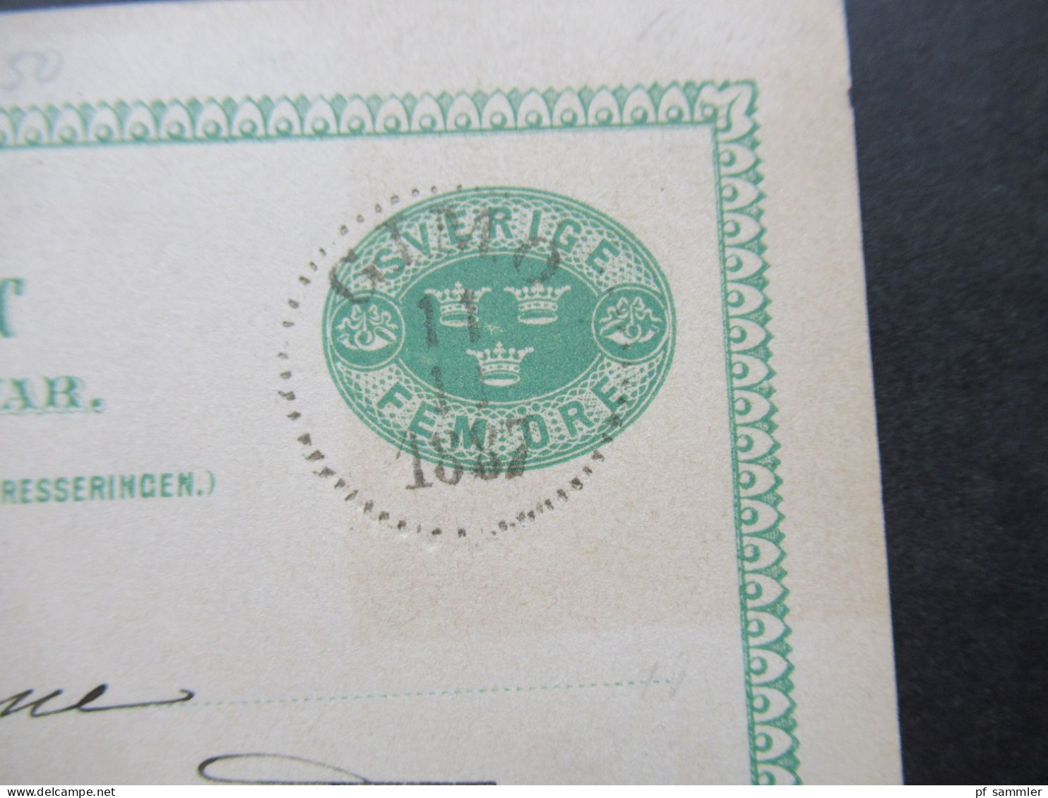 Schweden 1887 Ganzsache / Doppelkarte P 12 ?! Fem Öre Stempel Gimo Und Stockholm 6. TUR. - Postwaardestukken