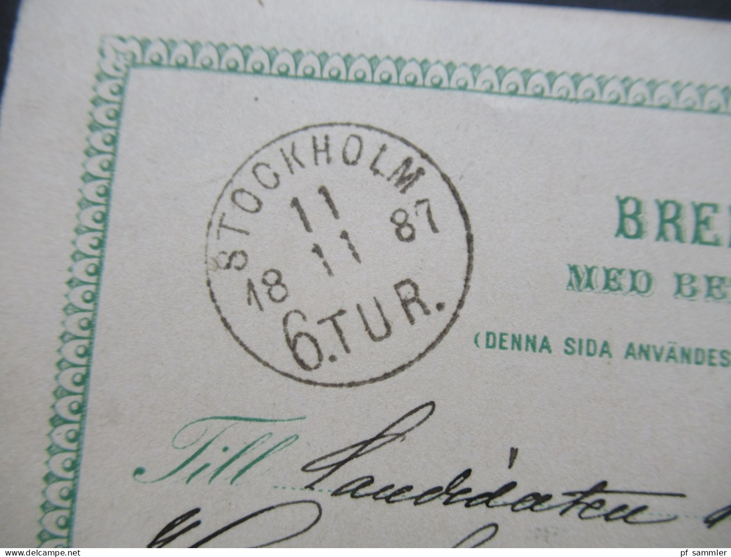 Schweden 1887 Ganzsache / Doppelkarte P 12 ?! Fem Öre Stempel Gimo Und Stockholm 6. TUR. - Entiers Postaux