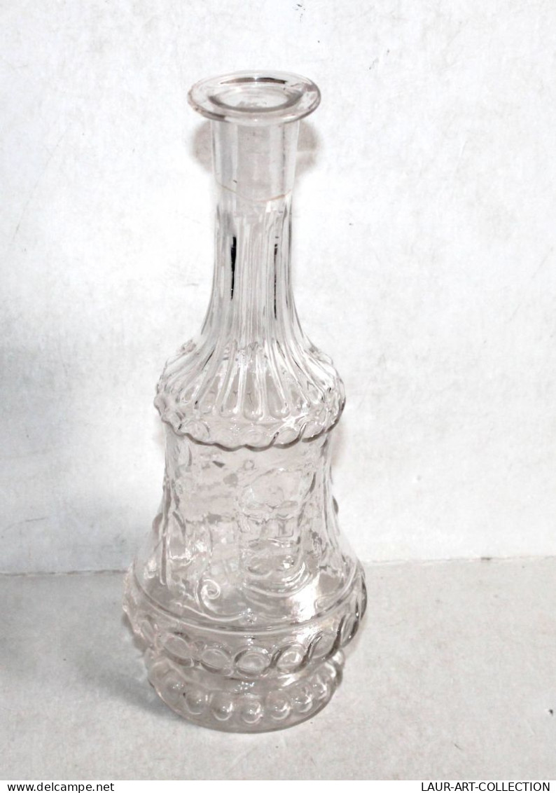 RARE ANCIENNE CARAFE BOUTEILLE EN VERRE MOULÉ 2 PORTRAIT De ROI En RELIEF H:21cm / ART DE LA TABLE (2501.6) - Carafes