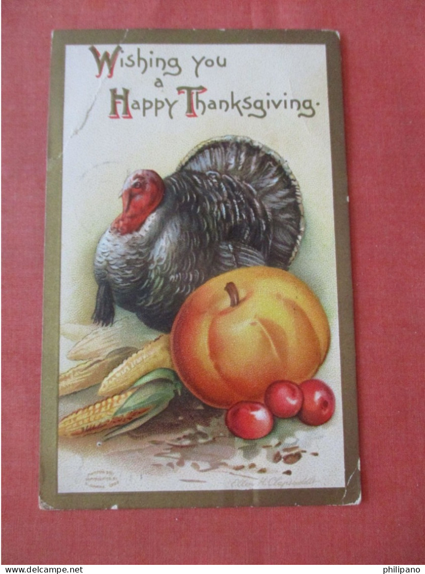 Embossed  Thanksgiving  Crease & Tear Top Left  Signed Clapsaddle   Ref 6041 - Giorno Del Ringraziamento